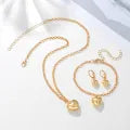 【Buy with eyes closed】Enacolor 4Pcs Elegant Gold Metal Heart Necklace Earrings for Women Girl Party Valentine's Day Gift Jewelry Set New
