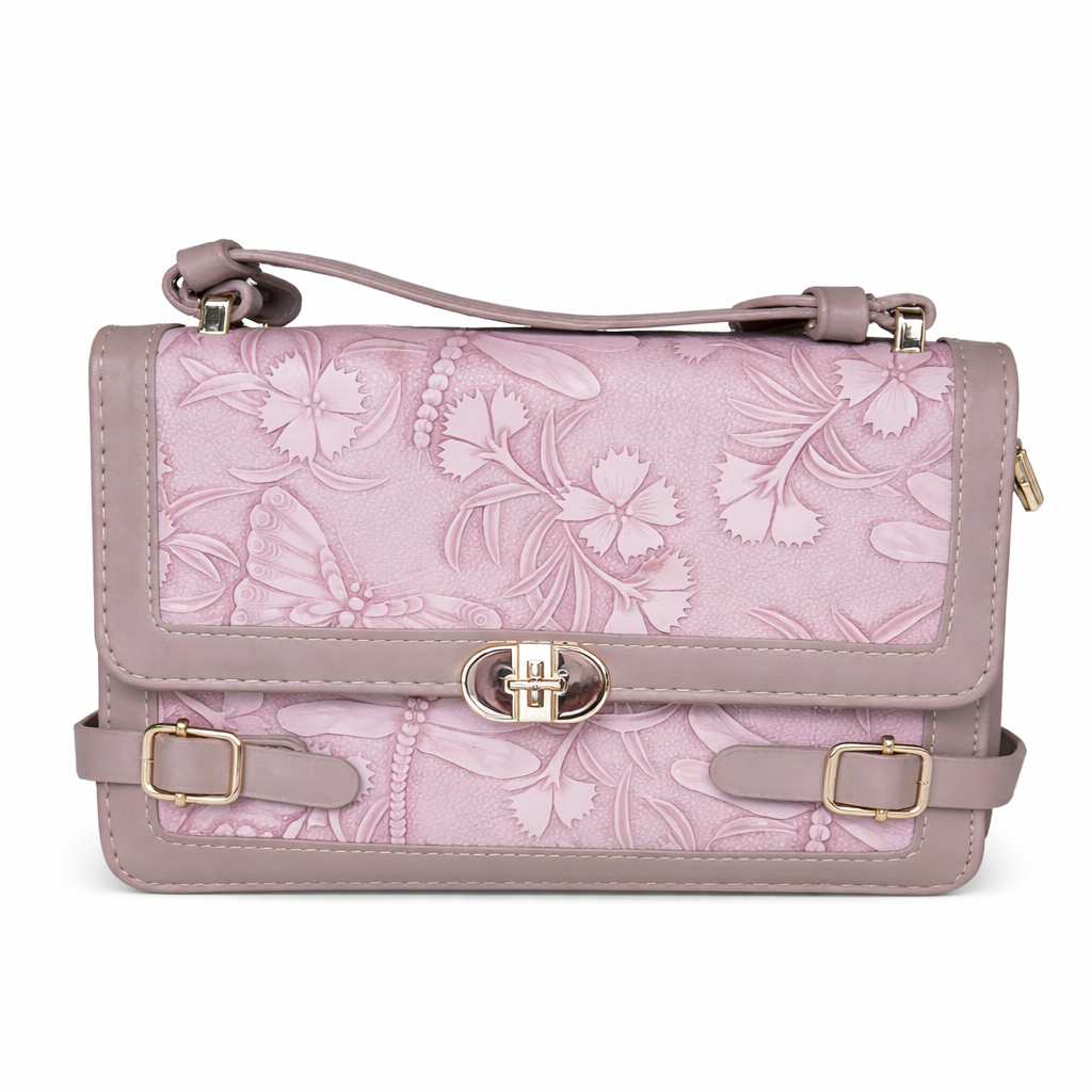 Elegant Satchel Handbag with Floral Details – Chic & Feminine