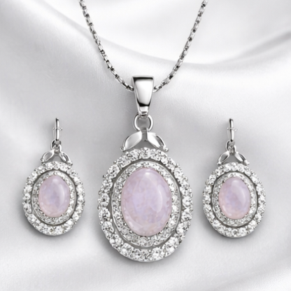 Gold Finish Ruby/Pink Cubic Zirconia 2Piece Jewelry Set