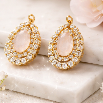 Gold Finish Ruby/Pink Cubic Zirconia 2Piece Jewelry Set