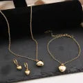 【Buy with eyes closed】Enacolor 4Pcs Elegant Gold Metal Heart Necklace Earrings for Women Girl Party Valentine's Day Gift Jewelry Set New